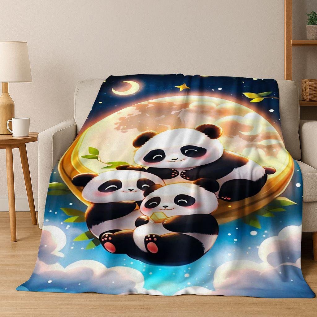 2026 New Dream Panda Cute Cartoon Art Flannel Blanket,Cozy Soft Throw Blanket for Home Bedroom Bed Sofa Picnic Cover Gift Kids