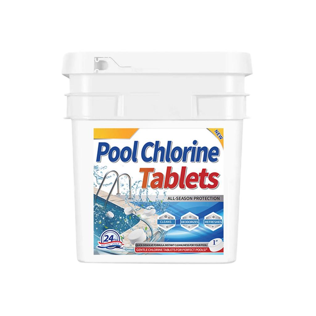 ქლორინის ტაბლეტები საცურაო აუზებისთვის, კლავს და აჩერებს წყალმცენარეებს, ნელა იხსნება, ინდივიდუალურად შეფუთული, აუზის ქლორინის ტაბლეტები