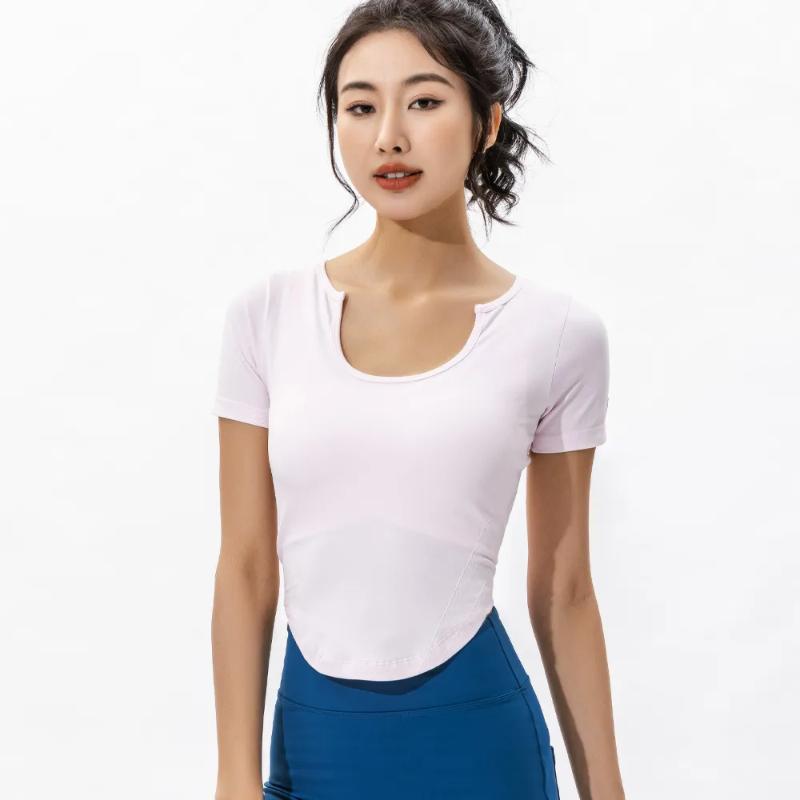 Damen Schwarz Sport Crop Top Quadratischer Ausschnitt Kurze Ärmel Dehnbar Figurbetont Yoga Workout Top