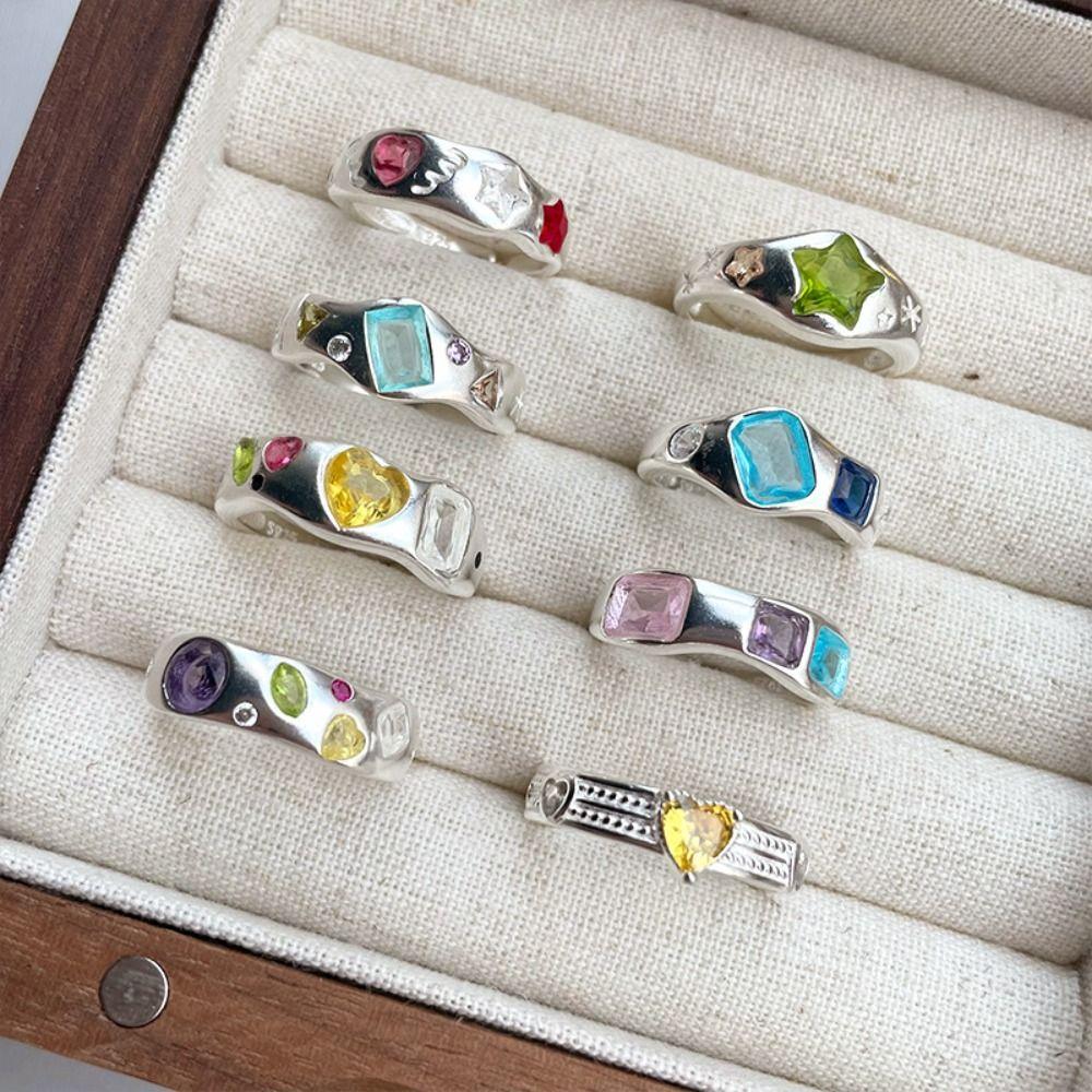 Irregular Shape Crystal Ring Minimalist Handmade Opal Ring Fashionable Gemstone Ring Girls Gift