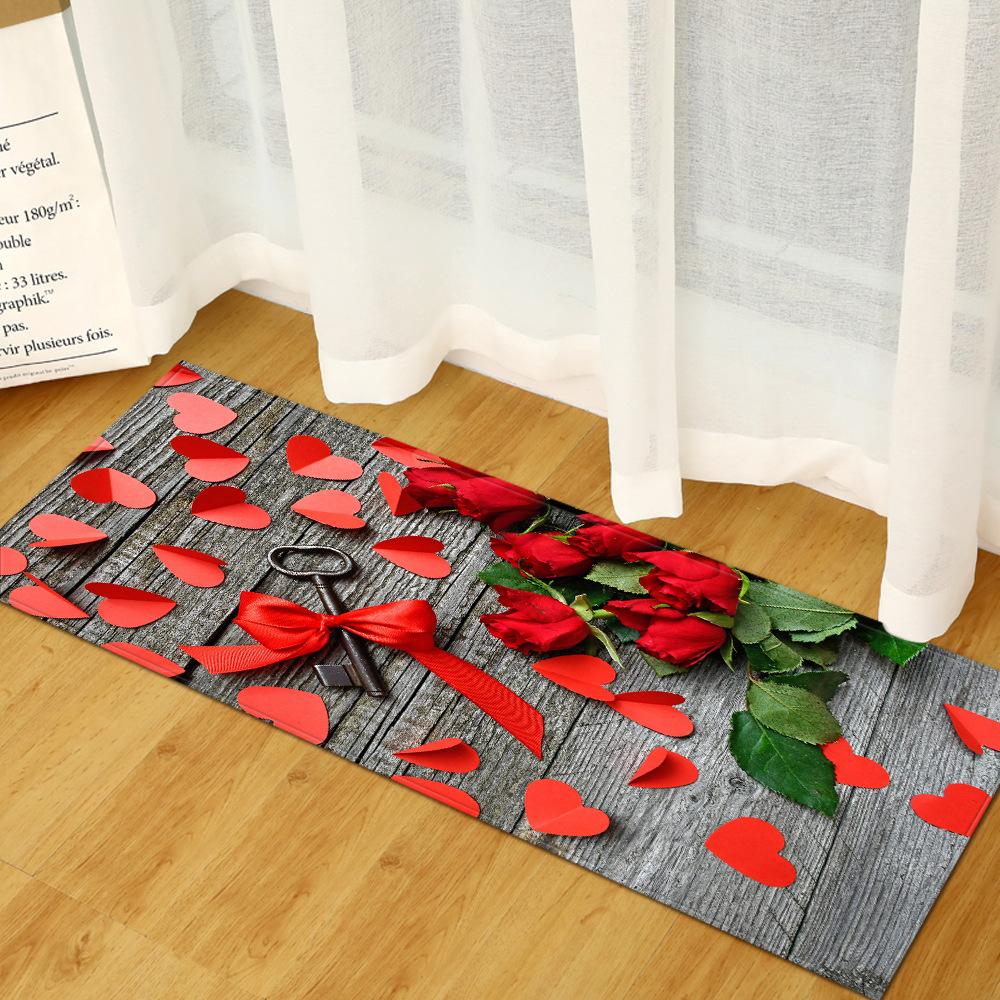 Valentine'S Day Rose Romantic Floor Mat Door Mat Kitchen Mat
