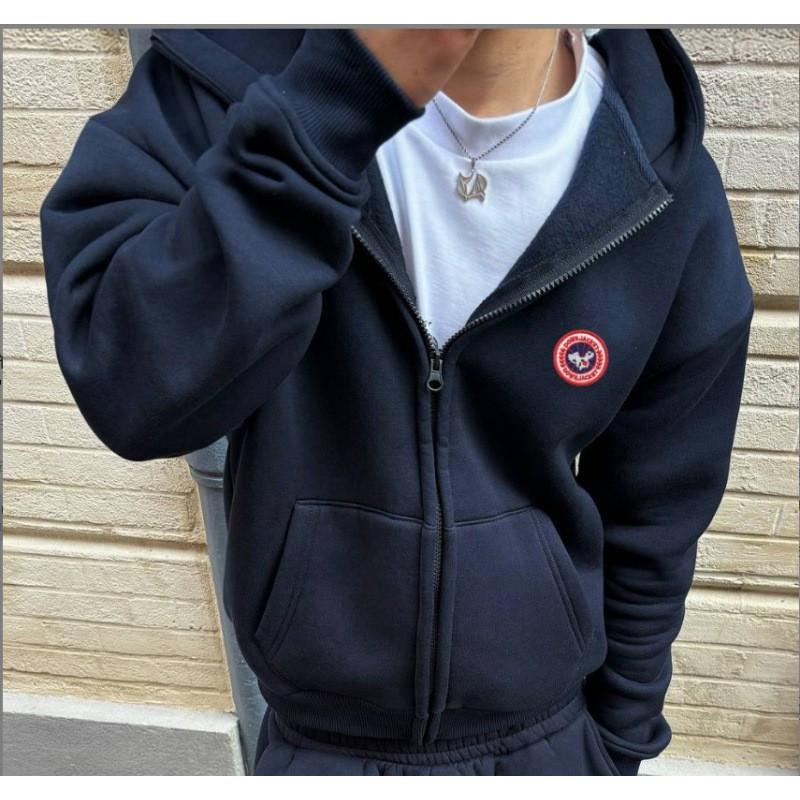 Tuta Jogger con Felpa con Cappuccio e Zip Oversize Unisex Streetwear Casual Abbigliamento Sportivo Uomo Donna