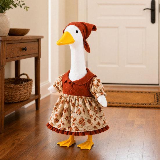 Jijijing Thanksgiving Porch Goose Outfit, Autumn Dress with Head Scarf for 23 Inch Statue, Outdoor Garden Yard Decor