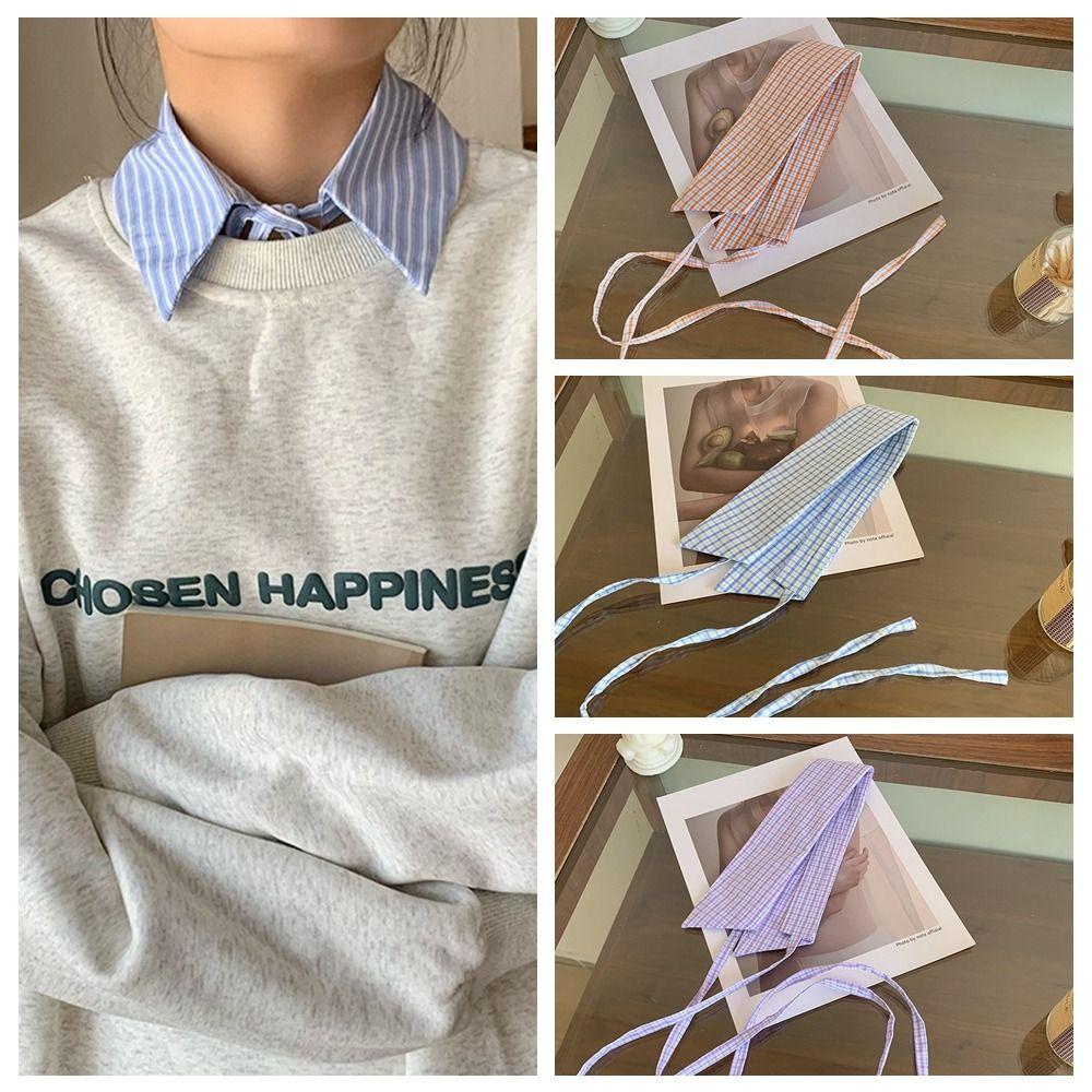 Plaid Stripe Shirt Fake Collar Comfortable Women's Detachable Collar  Clothes Accessories