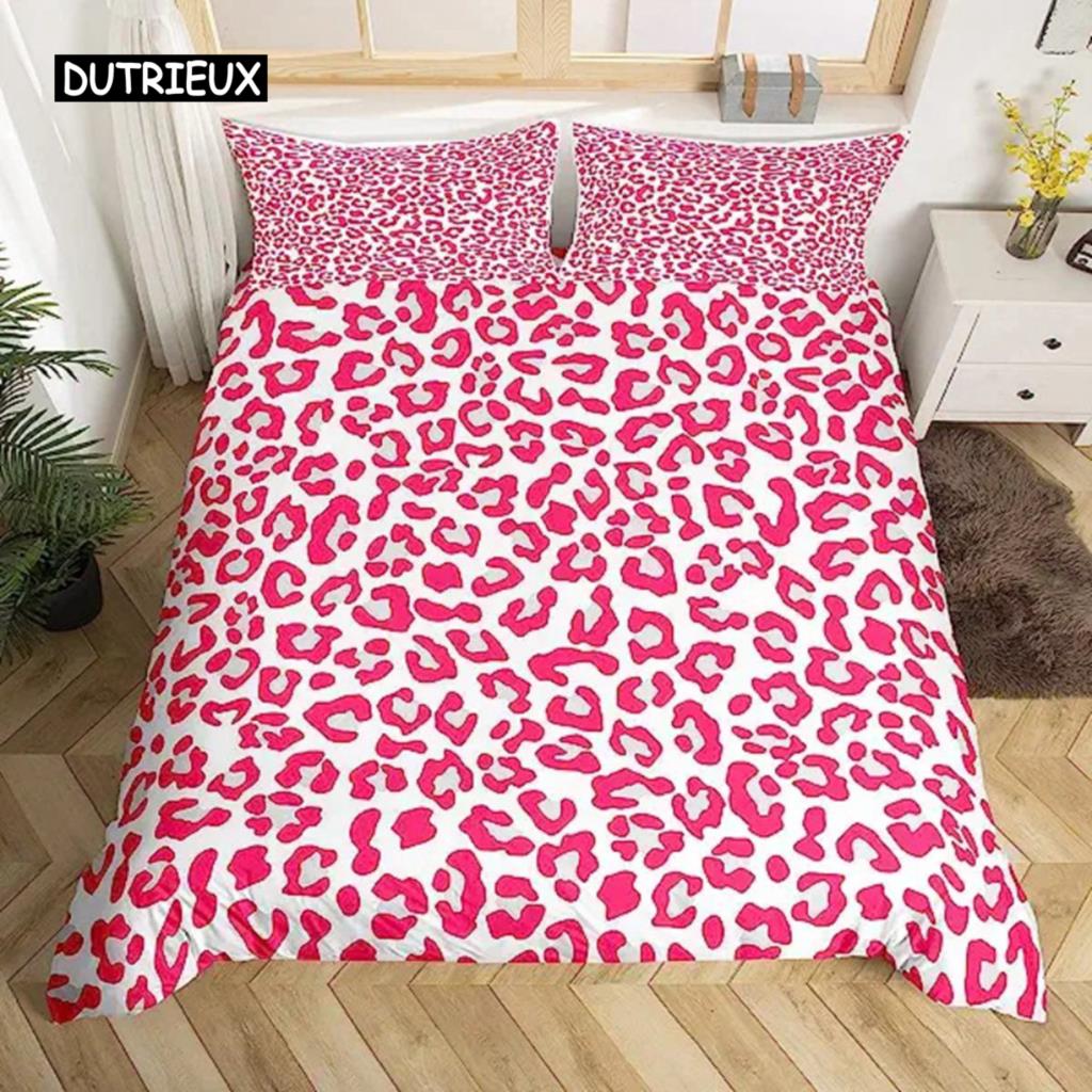 Leopard Print Duvet Cover Safari Cheetah Africa Animal Bedding Set Men Women Bedroom Decor Black and Brown Leopard Quilt Cover