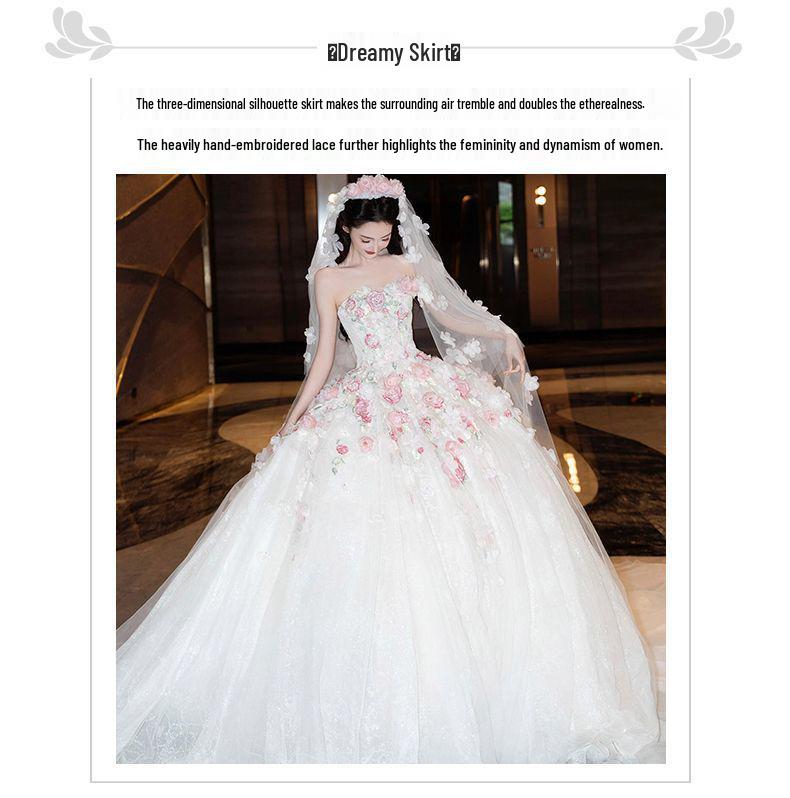 Luksusowa francuska mała suknia ślubna 2025: Uciekająca Księżniczka Suknia Ślubna z Wykwintnym Wykonaniem