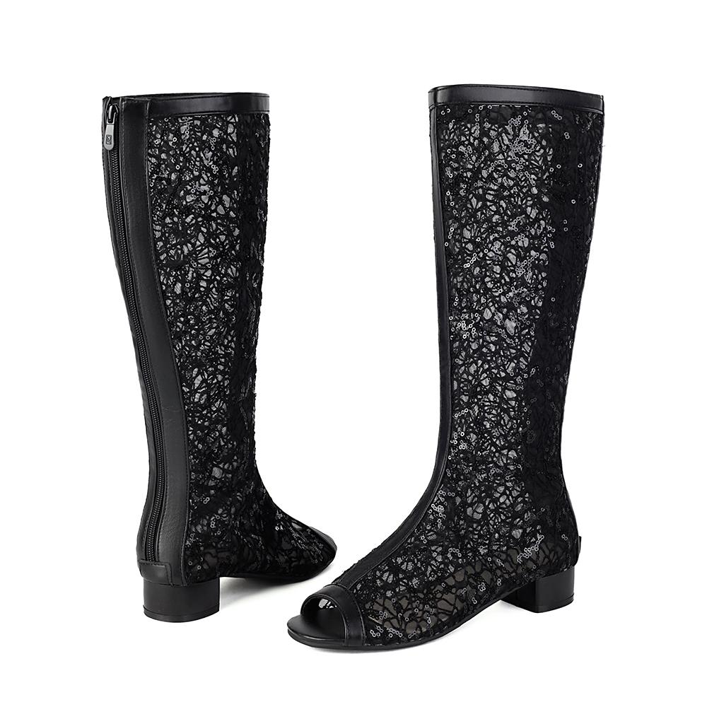 Black White Women Sandals Low Heel Big Size 46