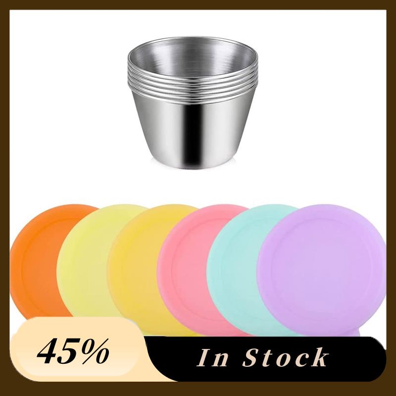 

A60zstainless Steel Sauce Containers To Go, 2.4 Oz Containers With Lids, Reusable Sauce Containers For Lunch Box - 6 Packmay
