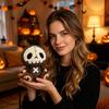 Plush Skull Doll Halloween Decoration Soft Stuffed Toy Skeleton Figure Sitting Pose Indoor Outdoor Display Collectible