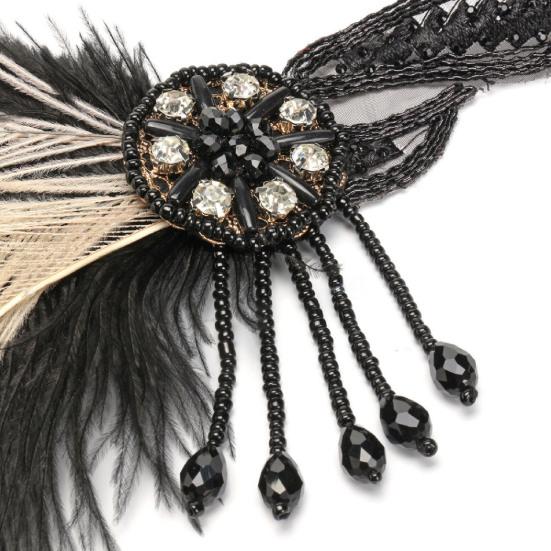 Hairhoop Tassel Design Bridal Headwear Feather Feather Rhinestone Headband for Women