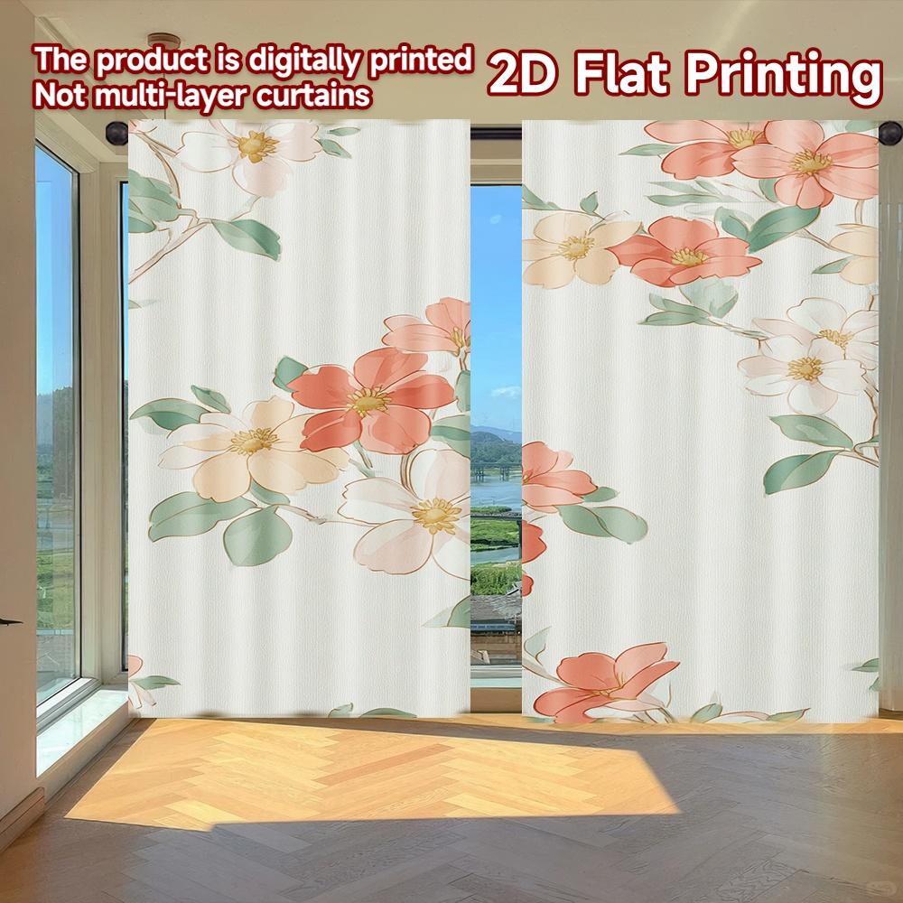 

Set Of 2 Flat Printing Curtains Without Rod Flowering Vine Design Saint Patrick Is Day Festival Creative Versatile Curtain Made Polyester W100*H70(CM)-Grommet top&2PCS