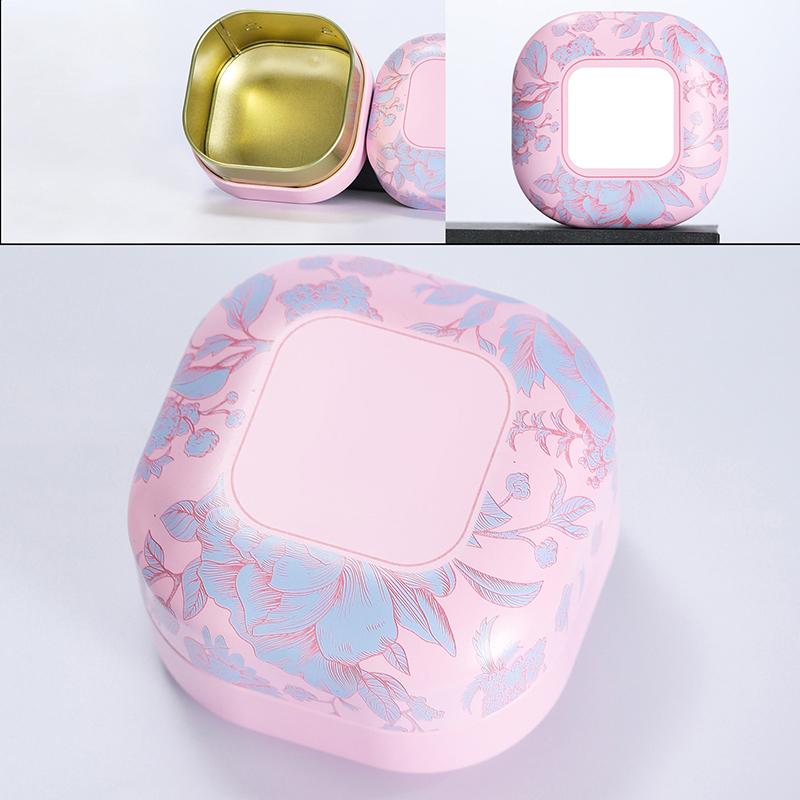 1Pieces Tea Sealed Box Kitchen Storage Container Jar Tin Square Can Candy Canister Vintage Flower Tea Box Outdoor Tableware