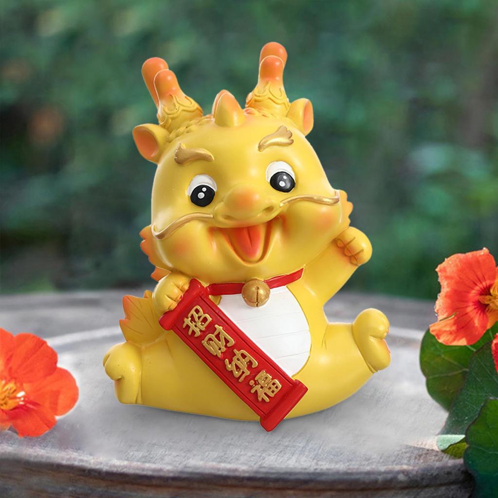 Chinese Year Dragon Statue Piggy Bank Animal Sculpture Feng Shui Table Figurine