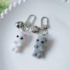 Cute Flocking Animals Cartoon Cats Shape Keychain Resin Dolls Beads Pendant Diy Jewelry Schoolbag Garment Accessories