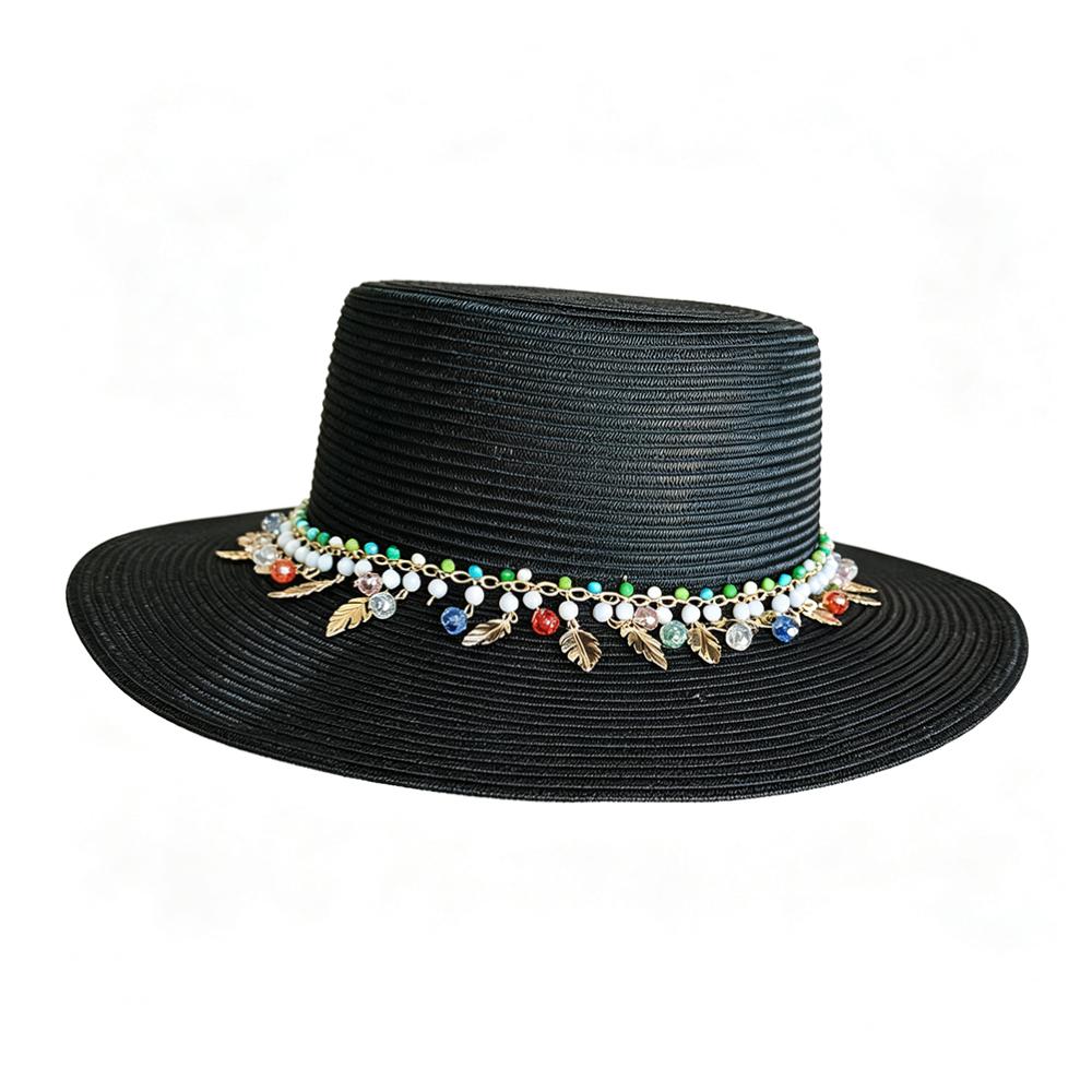 New Sun Hat Wide Brim Straw Hat for Women Panama Beach Sun Hat French Wedding Summer Vacation Soft Foldable Lightweight UPF50+