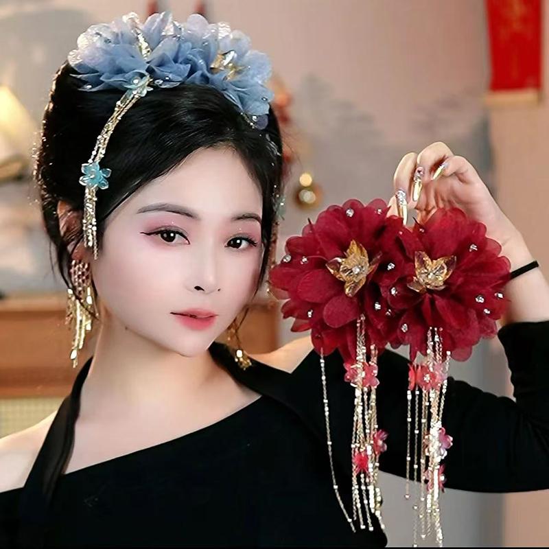 Presilha de Cabelo de Flor Versátil Borla de Paetês Presilha Tubarão Para Mulheres Meninas Retrô Garra de Cabelo Acessórios de Cabelo de Flor Elegantes Presente