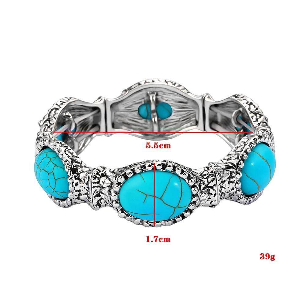Retro Türkis Boho Armband: Ethno-Stil, 925 versilbert, Naturstein, trendiger Damenschmuck