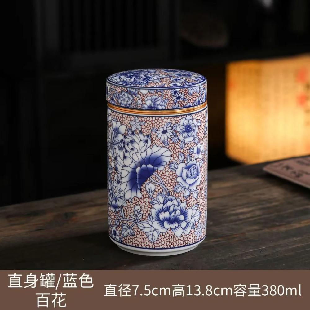 Ceramic Alloy Screw Cover Sealed Tea Storage Jar Portable Travel Enamel Colorful Red and Green Storage Jar Home Decoration