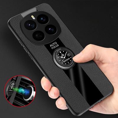 For Honor Magic 7 Pro Case PU Leather Magnetic Ring Phone Kickstand Case for Honor Magic 7 Lite 6 X9C Smart Soft Silicone Matte Bumper Holder Stand