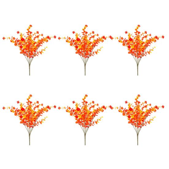 6 Pcs Artificial Fall Flowers UV Resistant Faux Plants Outdoor Decoration Realistic Fake Flower Bundles for Thanksgiving Porch Window Box Planter