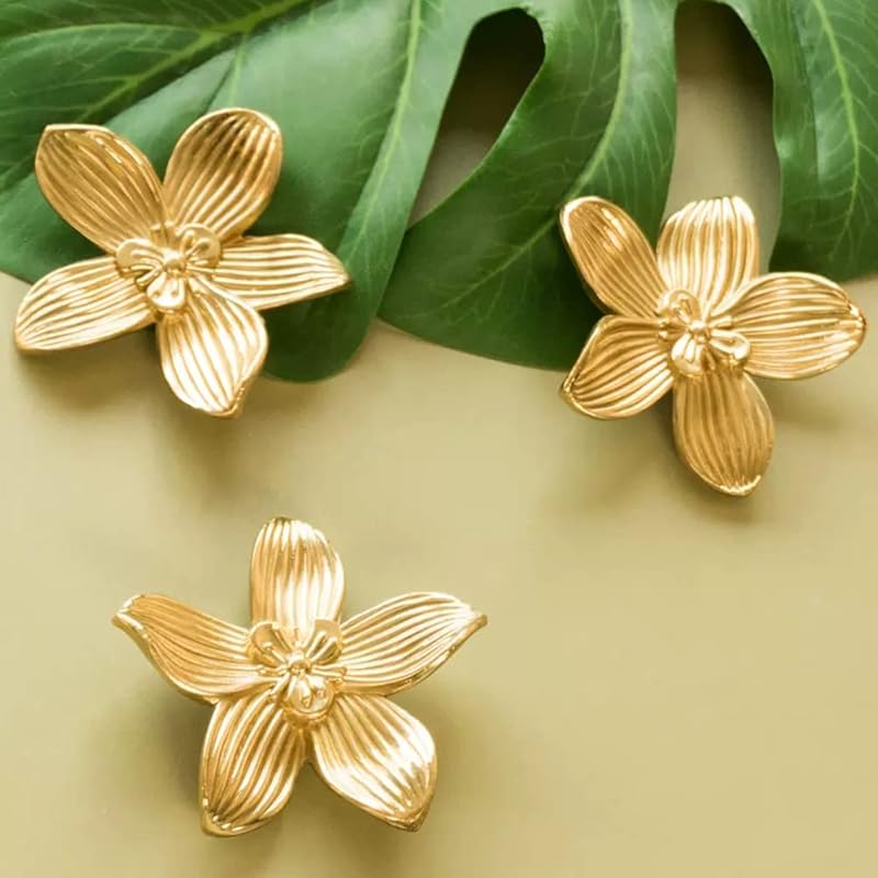 Petal Knobs Brushed Gold Cabinet Knobs, Dresser Drawers Knob Cute Handle Hardware Door Knobs, 4 Pack