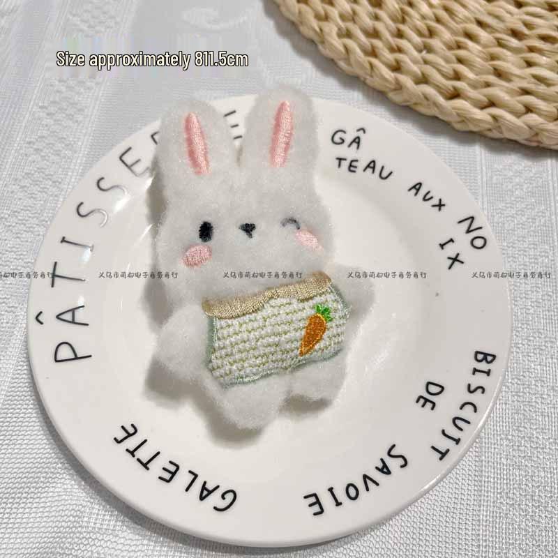 Cartoon Plush Rabbit Doll Brooch - Cute Soft Accessory with Heart Bag Without Brooch