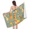 Microfiber Beach Towel Funny Giraffe with Palm Tree Sunglassea Drink Watermelon Juice Towels, Quick Dry Cool Bath Towel for Swim