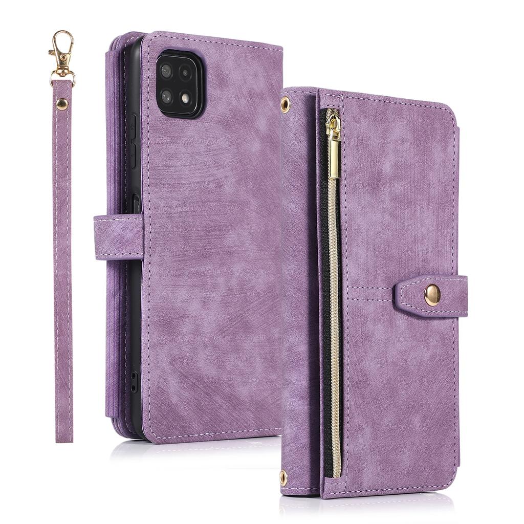 Crossbody Leather Zipper Cards Solt Wallet Case For Samsung Galaxy A54 A14 A34 A23 A12 A53 A52 S23 Ultra S22 S21 FE Pocket Cover