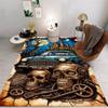 3D Halloween Rundown Car Skeleton Horror Scene Carpet Retro Rundown Car Living Room Carpet Home Decoration Gift