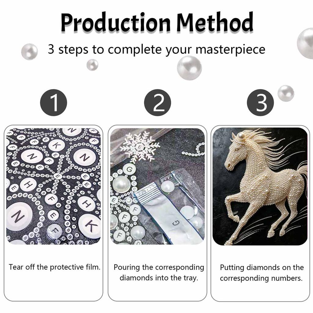 5D DIY Pearl Diamond Painting Kit Majestic Running Horse Full Drill Embroidery Mosaic Art Home Wall Decor Gift