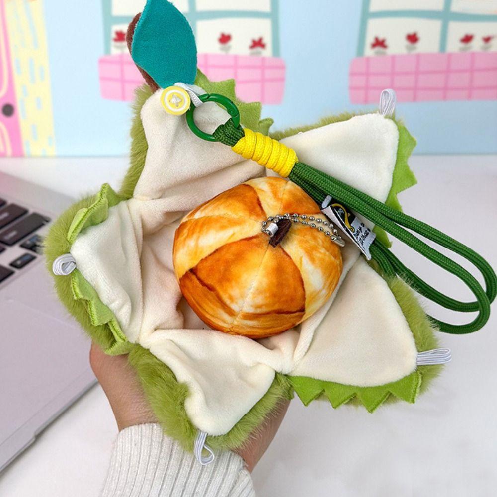 Soft Filled Orange Plush Keychain Furry Texture Simulation Food Toy Backpack Decor
