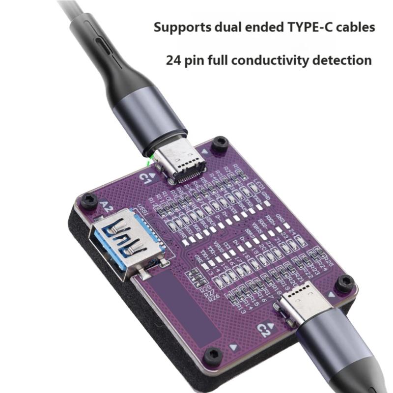 Portable USB C Cable Tester With Fault Detection Function Perfect For Testing 24Pin Type C Fast Charging Wire Checker