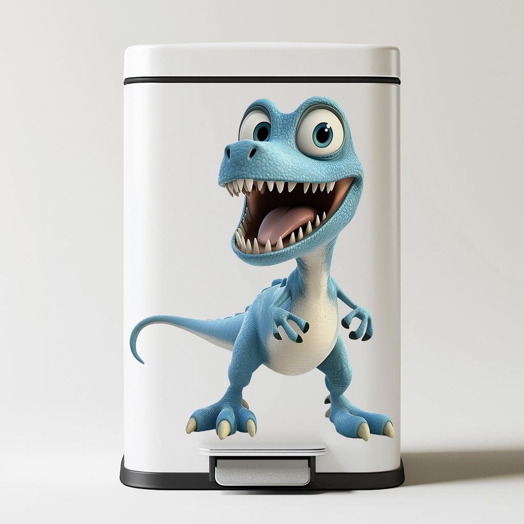 Cartoon Blue T-Rex Wall Stickers, Dinosaur Theme Removable Self-Adhesive for Kids Room & Living Room Decor