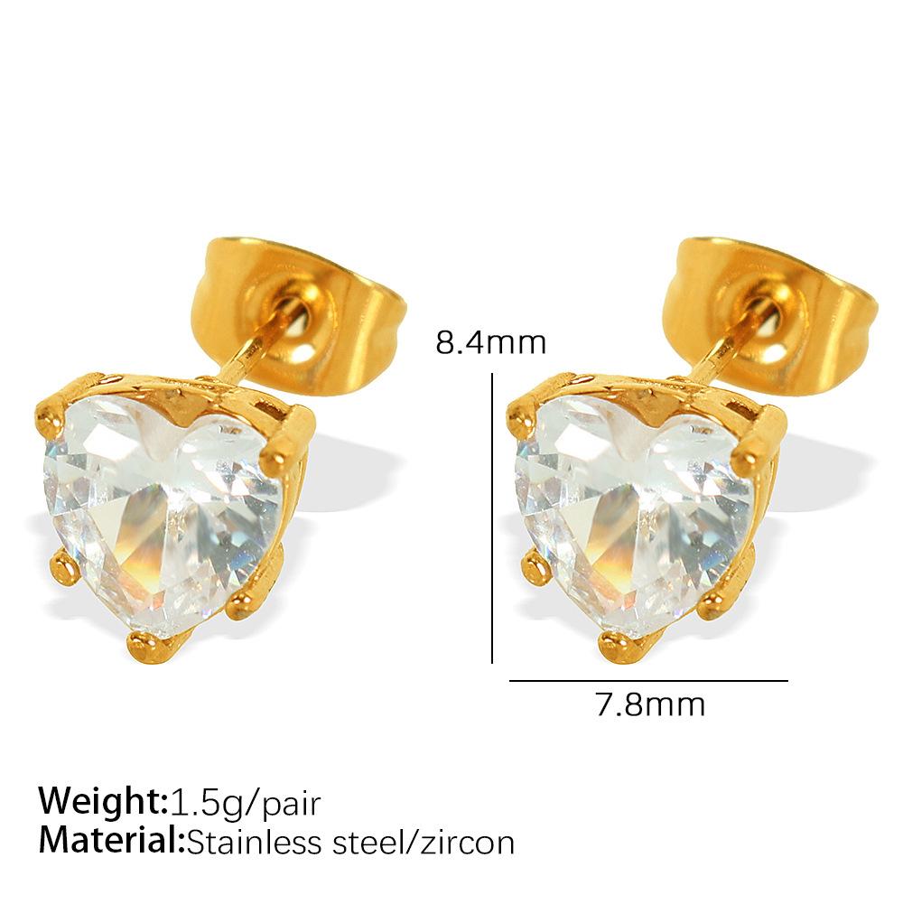 Fashion High Sense Micro-inlaid Zircon Necklace Earrings Niche Light Luxury Small Fragrant Peach Heart Love Pendant Collarbone Chain Women 2026