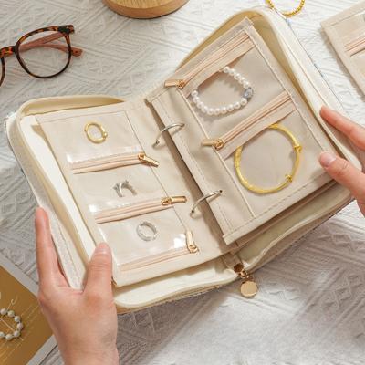 Schmucknotizbuch goldenes Aufbewahrungsbuch Reißverschluss Anti-Oxidation leichter Luxus High-End-Schmuck tragbar Reise Samt High-End-Aufbewahrungstasche