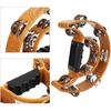Double Row Jingles, Half Moon Musical Tambourine Double Row Handbell Tambourine Metal Jingles with Ergonomic Grip Percussion Instrument for KTV Party