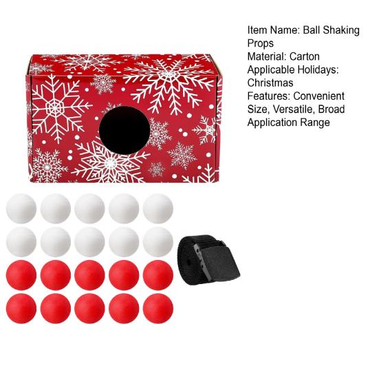 Weihnachtskugel-Schüttelset mit 20 Schaumstoffkugeln, Befestigungsband, 24 cm Box, für drinnen und draußen, Familienspaß, Weihnachtsdekoration