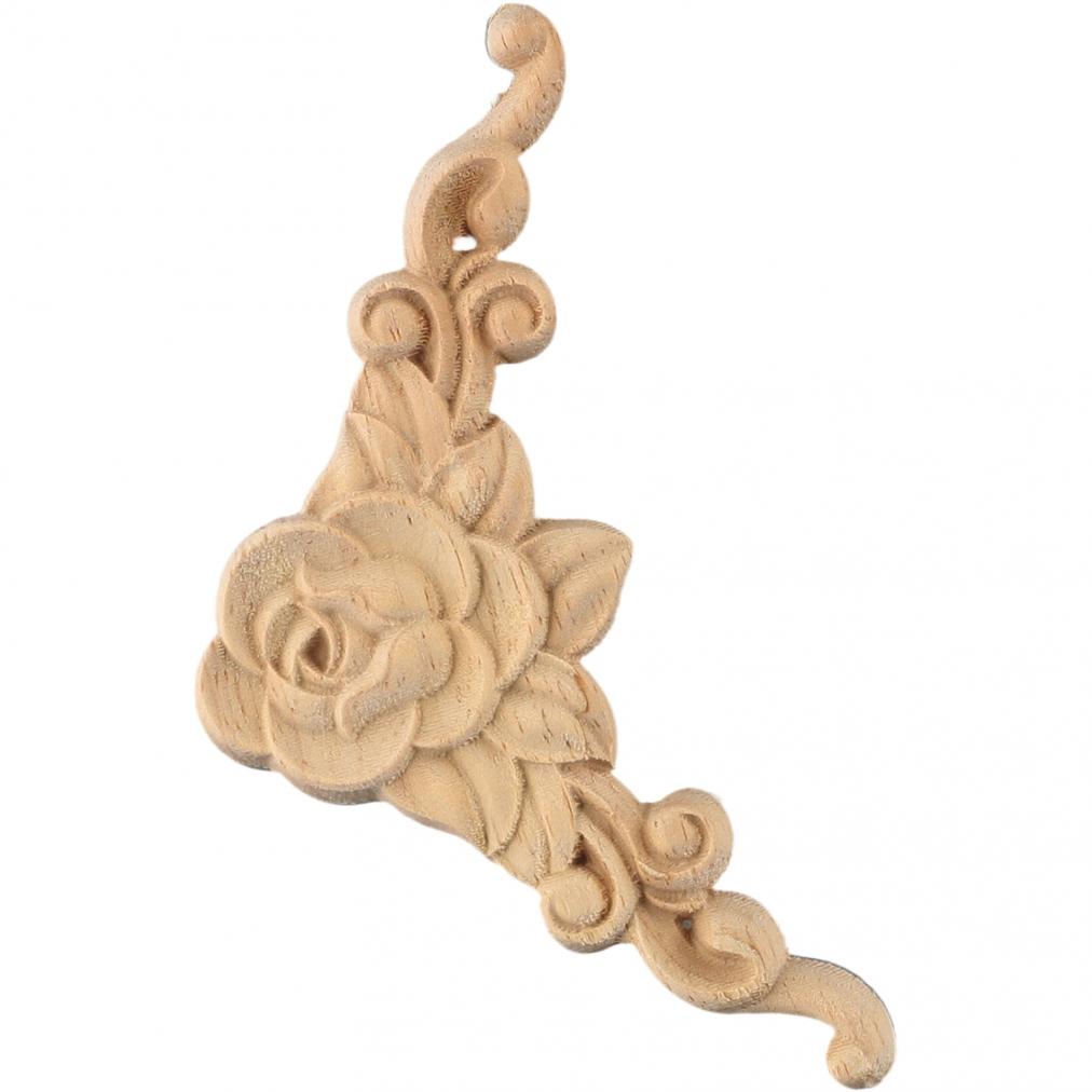 4pcs Wooden Carved Corner Onlay Applique Furniture Mouldings Decal Decor