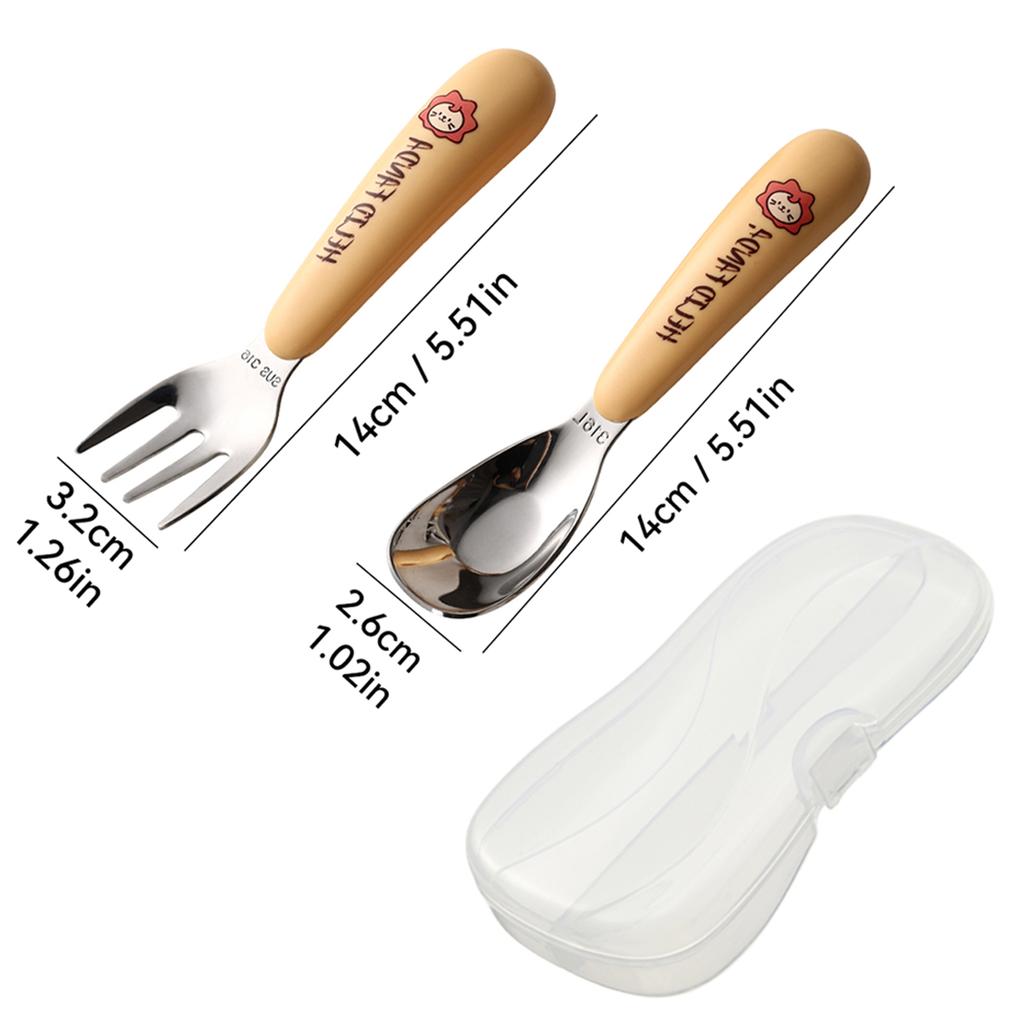 316 Stainless Steel Cutlery Set With Plastic Storage Box Portable Cute Mini Spoon Fork For Children Kitchen Tableware