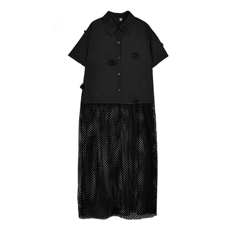 

Xitao Платье-рубашка в стиле пэчворк с цветочным принтом, нерегулярного кроя HQQ2513 One Size чёрный