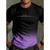 T-shirt estive a girocollo con stampa 3D di lettere sfumate, alla moda e casual a maniche corte da uomo
