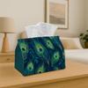 1pc Tissue Box Holder Seamless Pattern of PeaRooster Feathers - Multifunctional Napkin Dispenser for Home Party Car Decor - Decorative Tissue Paper Or