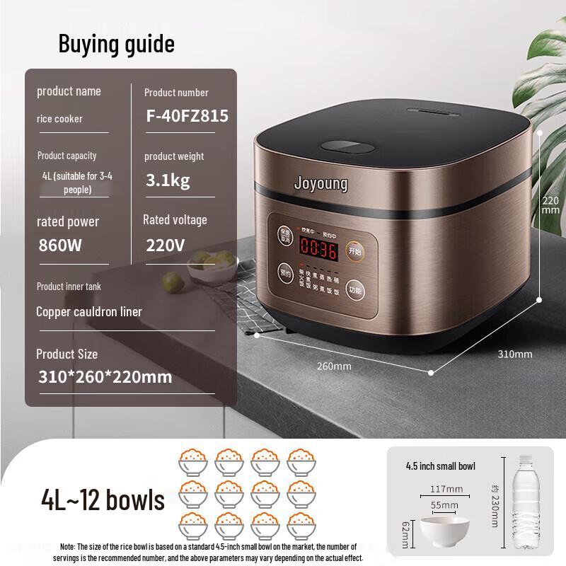 Joyoung 4L Multi-Function Quick Cook Rice Cooker (3-4 Person) CN plug (adapter included)