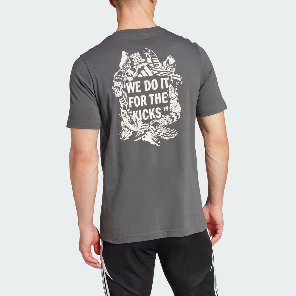 Adidas Football Kicks Graphic T-Shirt Comfortable Soft Fashion Casual Sports Versatile Short Sleeve Men Tops Gray JD8211