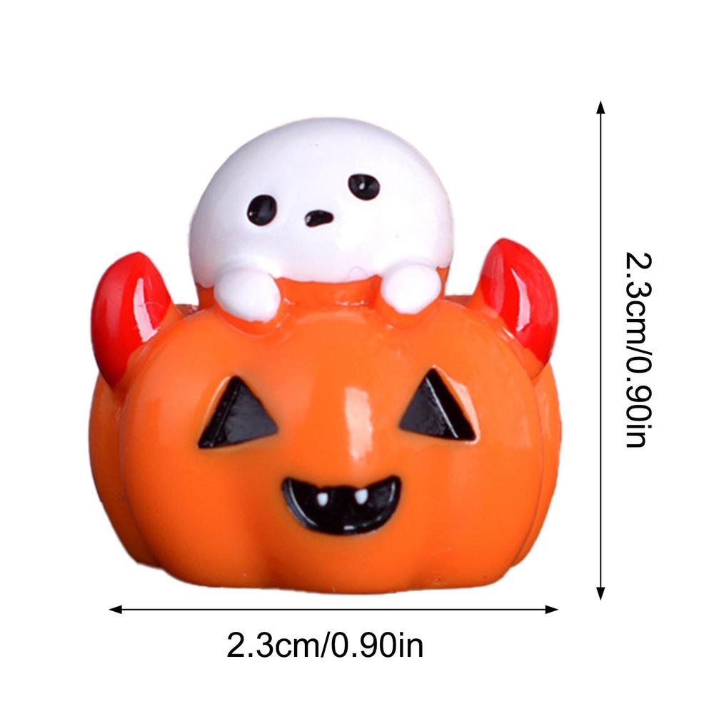 Halloween Pumpkin Ghost Figurines Wizard Ghost Landscape Miniature For Halloween Home Office Desk Room Decorations