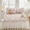 Flower Decorative Princess Lace Bed Skirt 100% Cotton-padded Thicken Bed Skirt Home Non-slip Mattress Cover Protector Bed Cover