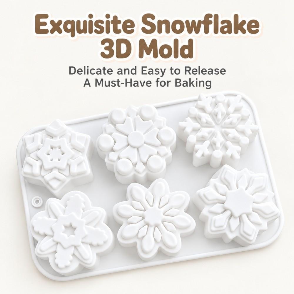 6-Cavity Christmas Snowflakes Mold Non-Stick Baking Molds Durable Dessert Mold Kitchen Bakeware