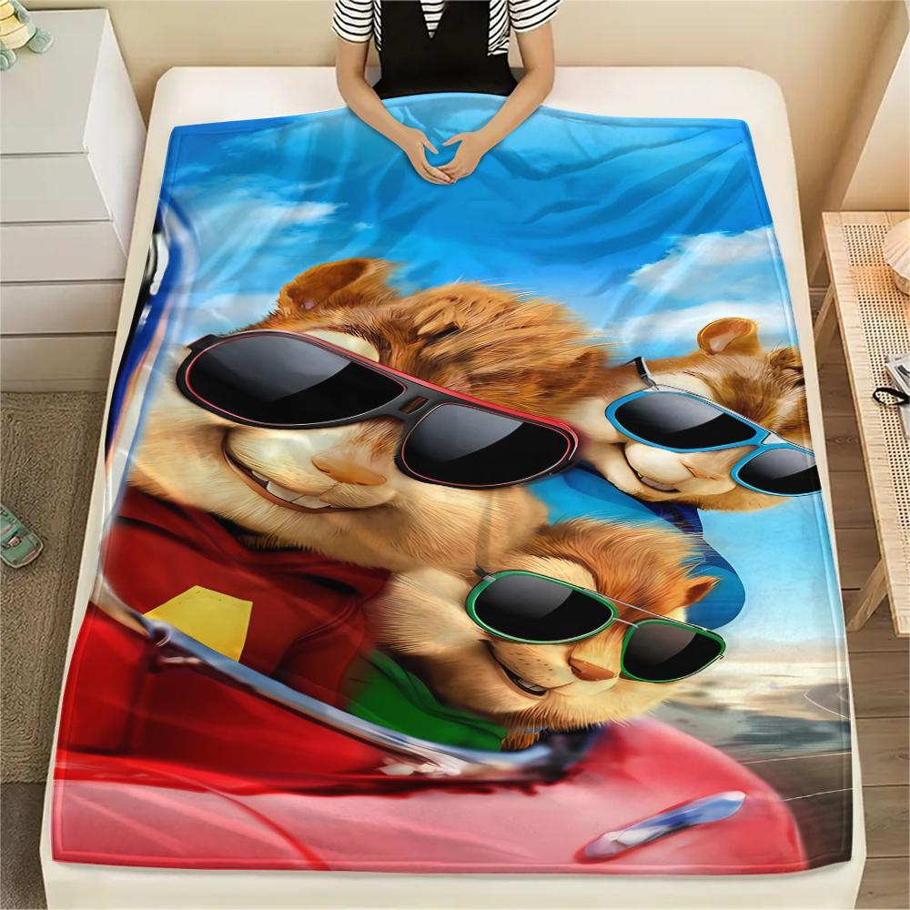 1pz Coperta in Flanella con Stampa di Alvin & The Chipmunks, Alta qualità per Tutte le Stagioni, Decorazione per la Casa, Calore e Comfort, Perfetta per Regali di Natale