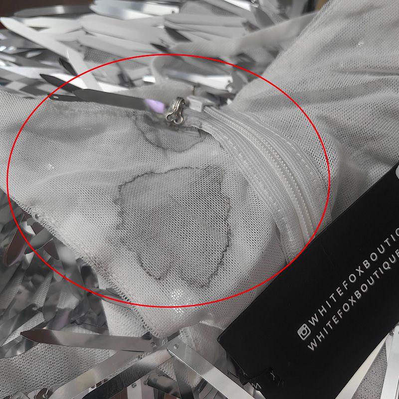 

Australia Single W * Fox Special-Interest Design Sexy Sexy Heavy Industry Tassel Sequins Dress Open Back Sling Dress Black imprint blemish inside Silver S