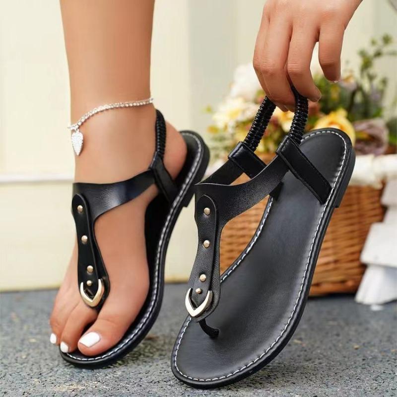 Fashion Sandals for Women Fashion Leather Casual Sandals Summer Pinch Toe Beach Sandals for Women Non Slip Flat Sandal Sandalias Mujer